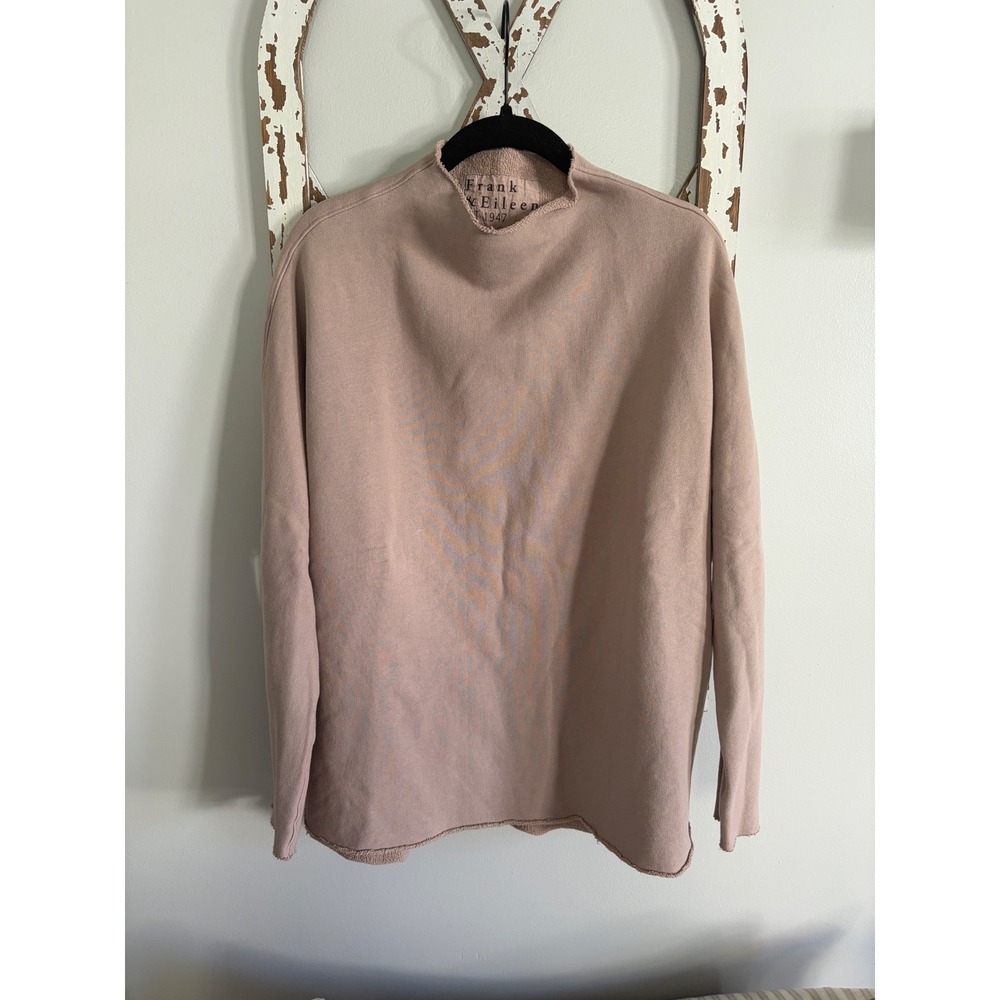 Frank & Eileen Effie Long-Sleeve Funnel Neck Capelet Sweatshirt Size Small Tan